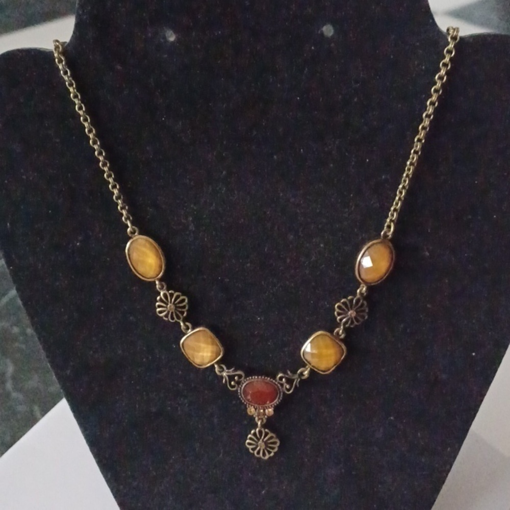 Lia Sophia bronze gold and brown necklace with crystals